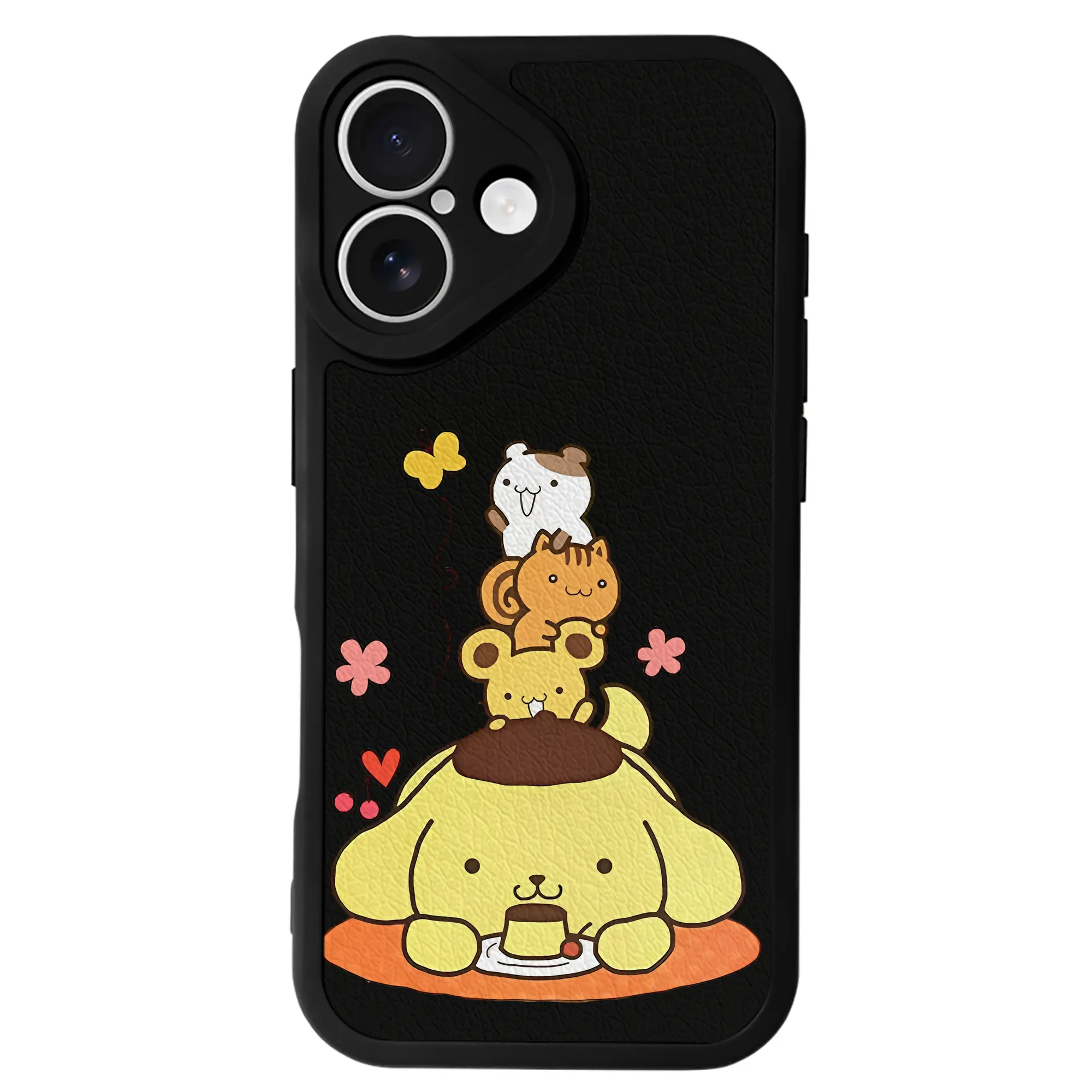 サンリオ グッズ,ポムポムプリン - IPhone 16シリーズ対応 ・ シリコンスマホケース ・ レザー調 ・ 高精度フィット ・ 耐衝撃 ・ ワイヤレス充電対応 ・ 精密カット